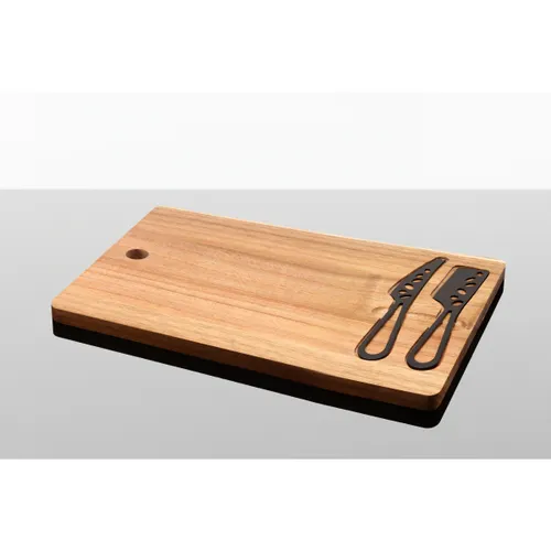 K06 - Set de planche et couteaux à fromage personnalisé FSC® 100% acacia