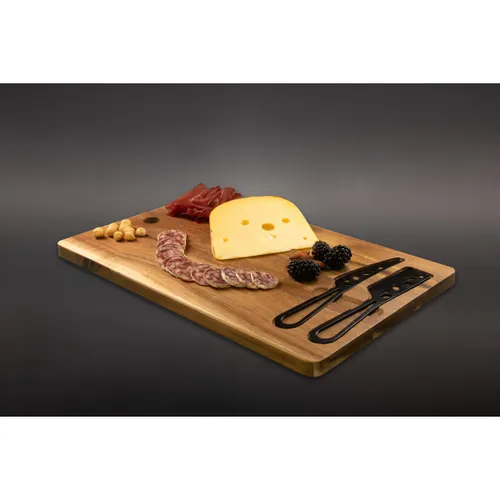 K06 - Set de planche et couteaux à fromage personnalisé FSC® 100% acacia