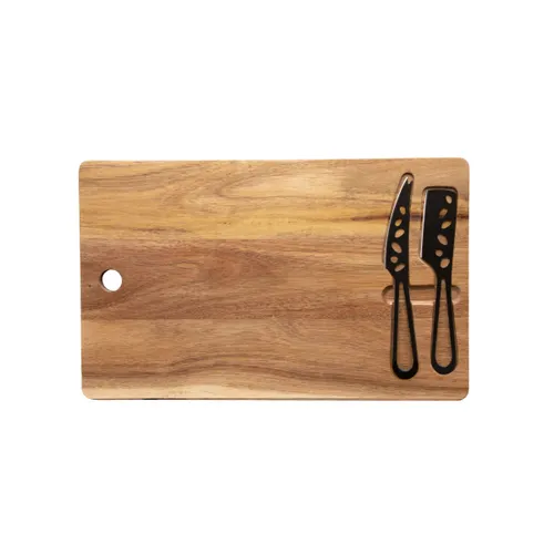 K06 - Set de planche et couteaux à fromage personnalisé FSC® 100% acacia