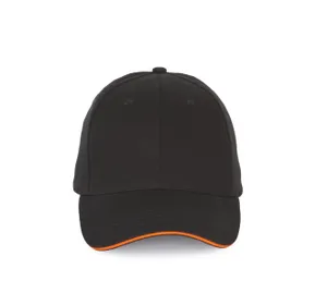 Casquette sandwich contrasté - 6 panneaux - K-up | Black / Orange