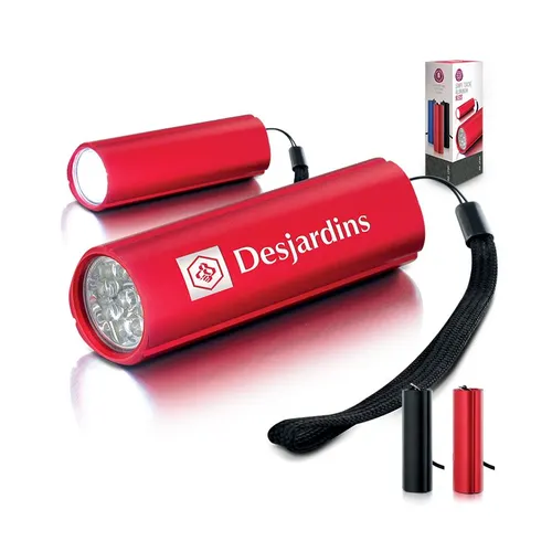 Lampe torche publicitaire 9 leds, en aluminium