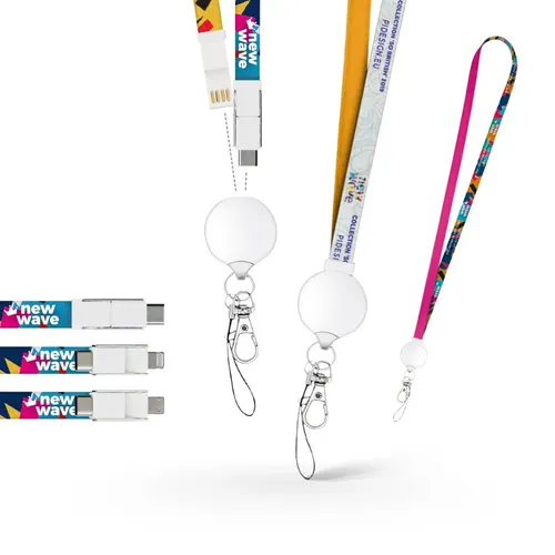 Lanyard publicitaire câble de charge 3 en 1 avec pc