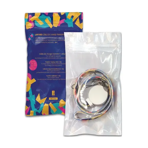 Lanyard publicitaire câble de charge 3 en 1 avec pc