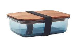 Lunch box en verre 800ml personnalisée - Vitrio Lunch | Bleu Transparent
