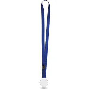 Médaille plastique (pmma) ép 3 mm et maxi 30 cm2 personnalisée avec cordon satin | Bleu 24 / Transparent 00
