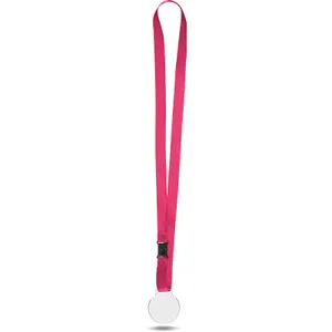 Médaille plastique (pmma) ép 3 mm et maxi 30 cm2 personnalisée avec cordon satin | Magenta 10 / Transparent 00