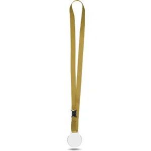 Médaille plastique (pmma) ép 3 mm et maxi 30 cm2 personnalisée avec cordon satin | Or 94 / Transparent 00