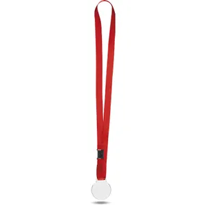 Médaille plastique (pmma) ép 3 mm et maxi 30 cm2 personnalisée avec cordon satin | Rouge 08 / Transparent 00