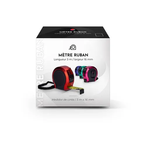 Mesure : metre ruban jaune publicitaire 3 m x 16 mm coque plastique