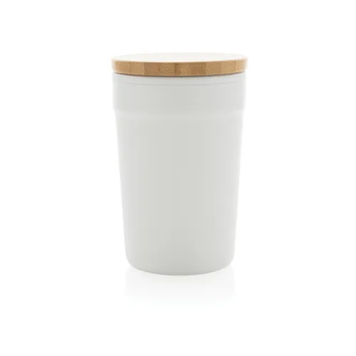 Mug 300ml en PP recyclé GRS publicitaire avec couvercle en bambou - XD Collection