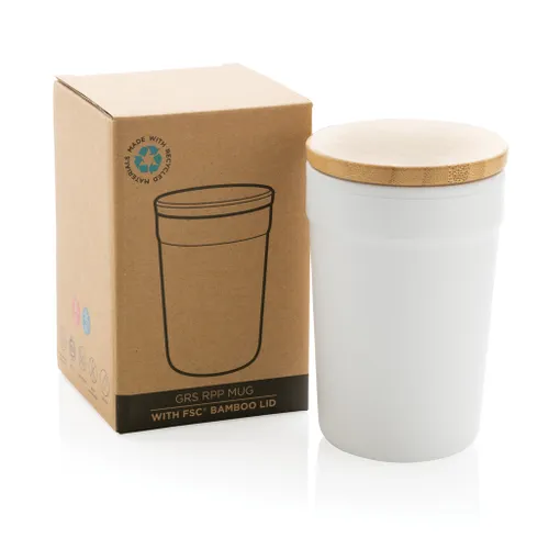 Mug 300ml en PP recyclé GRS publicitaire avec couvercle en bambou - XD Collection