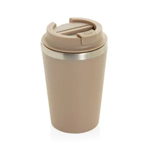 Mug 350ml à double paroi personnalisé en PP recyclé RCS Java - XD Collection | Greige