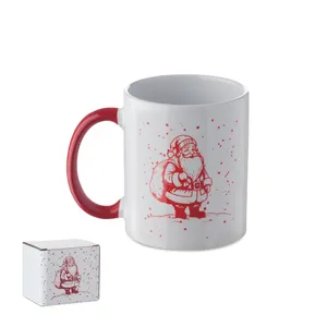 Mug de Noël personnalisé en céramique 300ml - Festimug | Blanc/Rouge