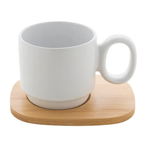 Mug en céramique avec plateau en bambou - Kaguya