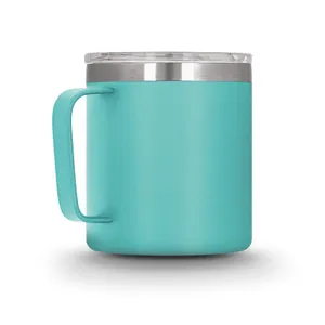 Mug isotherme double paroi inox personnalisé avec couvercle | Vert eau 21