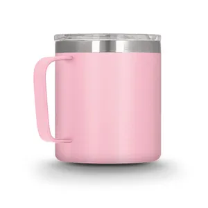 Mug isotherme double paroi inox personnalisé avec couvercle | Rose 09