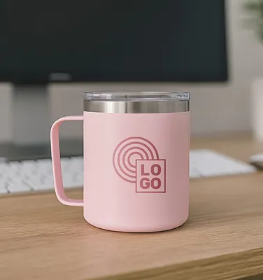 Mug isotherme double paroi inox personnalisé avec couvercle