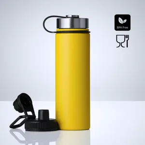 Mug Isotherme nordic avec deux bouchons, 650 ml | Jaune