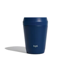 Mug personnalisé 235 ml avec couvercle 360 en acier recyclé Topl - Topl | Bleu marine
