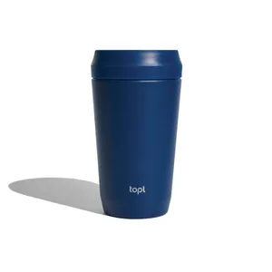 Mug personnalisé 354 ml avec couvercle 360 en acier recyclé Topl - Topl | Bleu marine