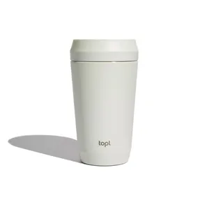 Mug personnalisé 354 ml avec couvercle 360 en acier recyclé Topl - Topl | Blanc