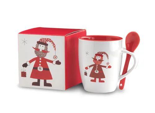 Mug publicitaire avec petite cuillère 250ml - Claus