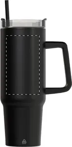 Mug thermos publicitaire 900 ml plastique recyclé - Renley | Noir