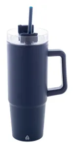 Mug thermos publicitaire 900 ml plastique recyclé - Renley | Bleu Foncé