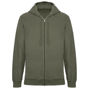 Sweat-shirt écoresponsable personnalisé en éponge zippé à capuche homme - Native Spirit | Organic Khaki