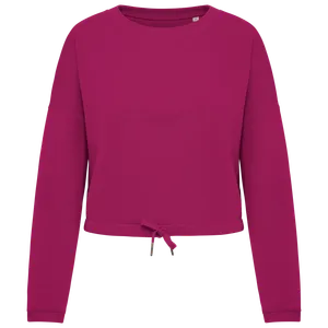 NS429 - Sweat-shirt écoresponsable à col rond oversize crop femme - Native Spirit | Cherry Purple