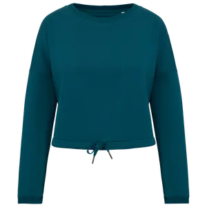 NS429 - Sweat-shirt écoresponsable à col rond oversize crop femme - Native Spirit | Peacock Green