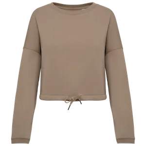 NS429 - Sweat-shirt écoresponsable à col rond oversize crop femme - Native Spirit | Wet Sand