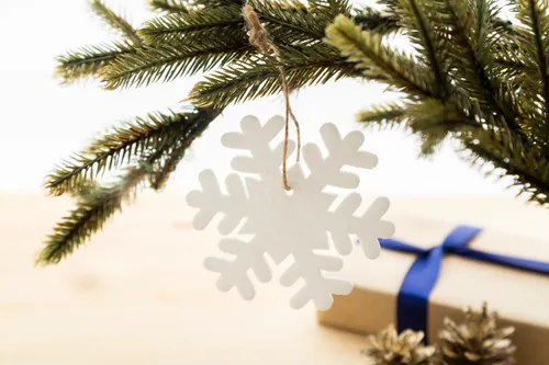 Ornement de sapin de Noël RPET, flocon de neige personnalisé - Joulox