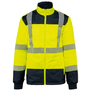 Parka de sécurité recyclée 4 en 1 unisexe - WK. Designed To Work | Hi Viz Yellow / Navy