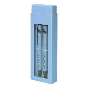 Parure coffret cadeau personnalisé : 1 stylo metal ecriture bleue + 1 porte mine | Bleu 23