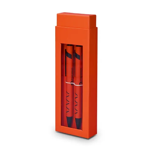 Parure coffret cadeau personnalisé : 1 stylo metal ecriture bleue + 1 porte mine