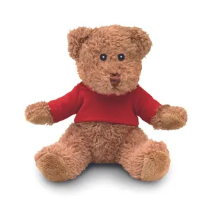 Peluche ourson avec t-shirt - Johnny T | Rouge