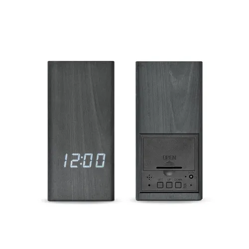 Pendulette personnalisée avec pot a crayons et thermometre, horloge de bureau