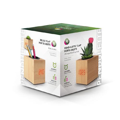 Pendulette réveil multifonctions publicitaire et porte-objets