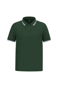 Polo homme manches courtes à liserés contrastés - Kariban | Forest Green / White