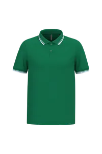 Polo homme manches courtes à liserés contrastés - Kariban | Kelly Green / White