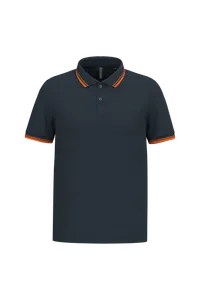 Polo homme manches courtes à liserés contrastés - Kariban | Navy / Orange