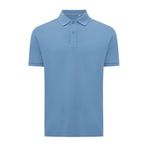 Polo personnalisé en coton piqué et recyclé Iqoniq Yosemite | Moon blue
