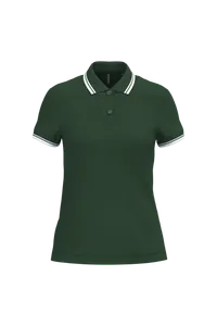 Polo femme manches courtes à liserés contrastés - Kariban | Forest Green / White