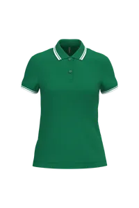 Polo femme manches courtes à liserés contrastés - Kariban | Kelly Green / White