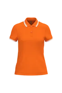 Polo femme manches courtes à liserés contrastés - Kariban | Orange / White