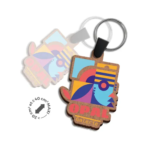 Porte cle création mdf personnalisée ep 3mm entre 20 cm2 et 40 cm2