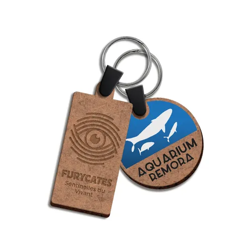 Porte cle creation MDF publicitaire ep 3 mm maxi 20 cm2