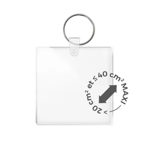 Porte cle creation pmma ep 3mm entre 20 cm2 maxi 40 cm2 personnalisé