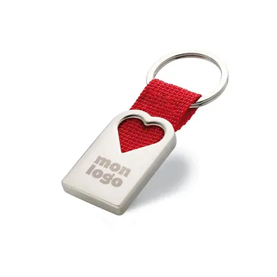 Porte clef coeur en métal personnalisé - Bonheur